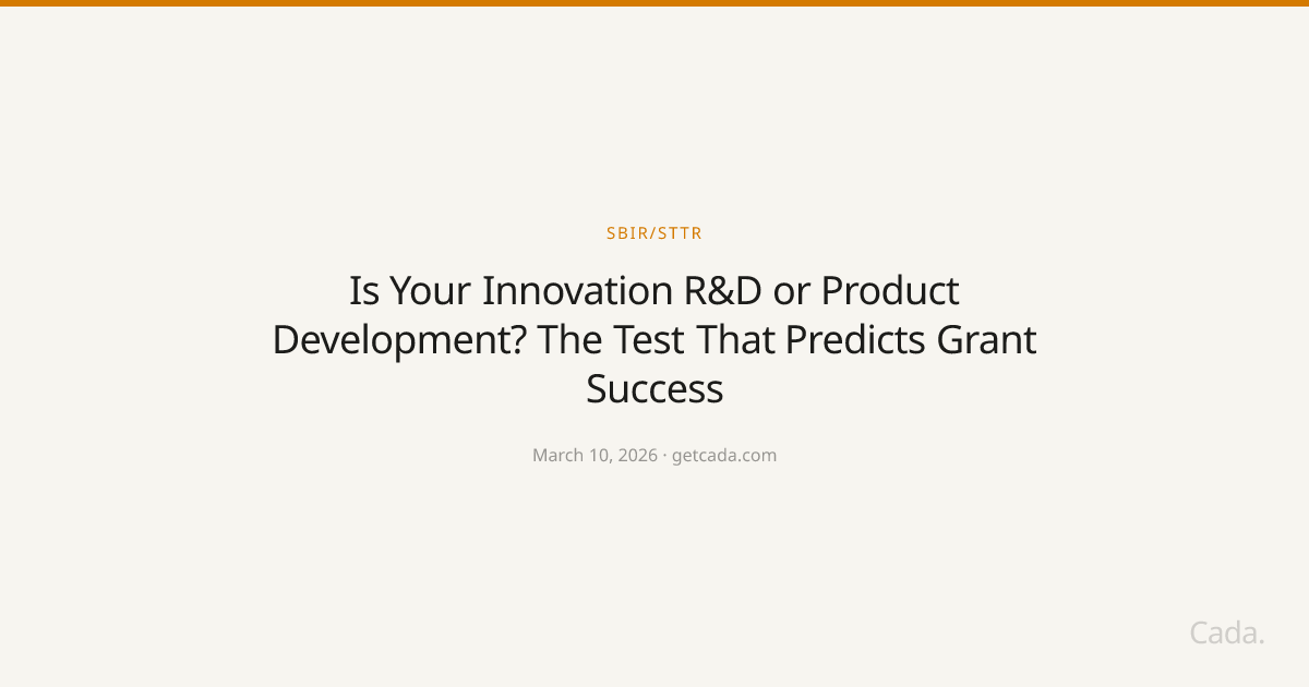 SBIR Innovation Requirements: R&D vs Product Development Classification ...